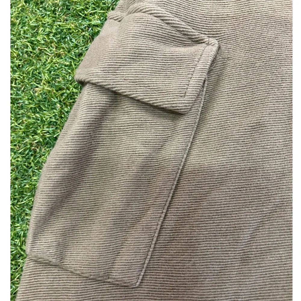 Zara Man Cargo Joggers Olive Taupe Textured Drawstring Pants XL